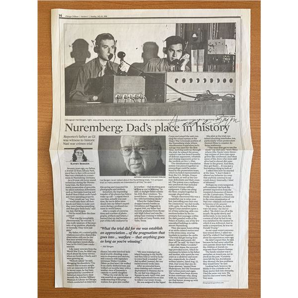 Harold Bergan Signed Newspaper Page