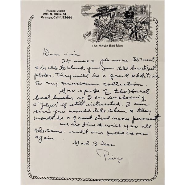 Pierce Lyden signed letter