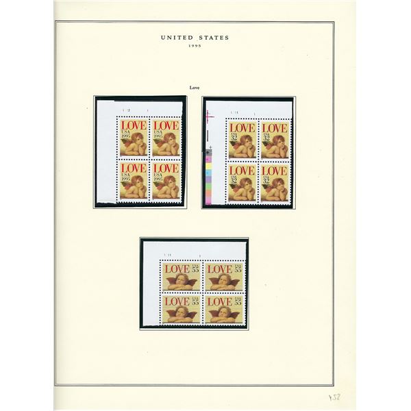 1995 US stamp collector sheet featuring Love stamps