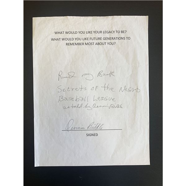 Dennis Biddle Signed Note
