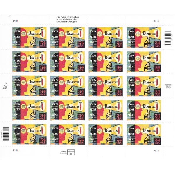 Know More About Diabetes USA Stamp Sheet