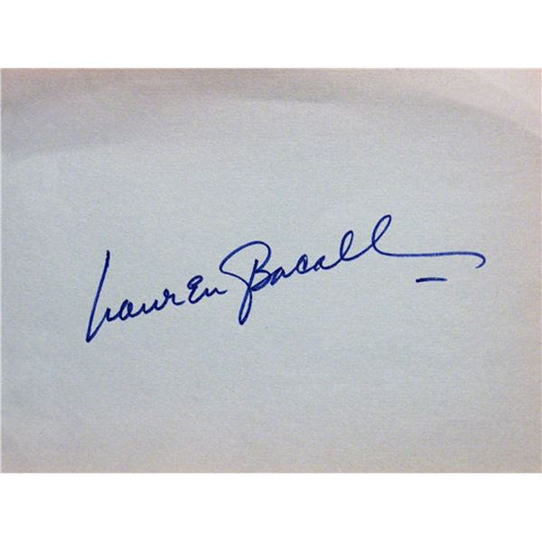 Lauren Bacall signature slip