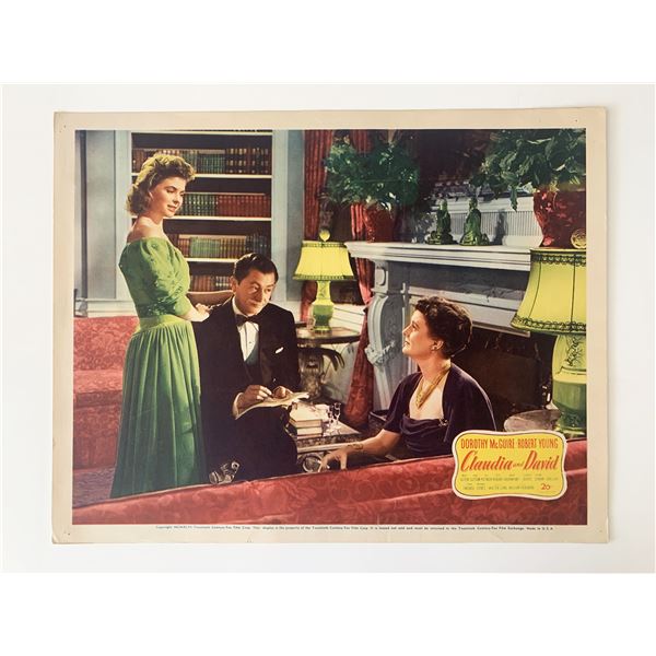 Claudia and David original 1946 vintage lobby card