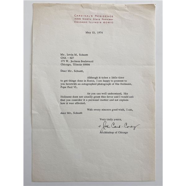 John Cardinal Cody signed letter