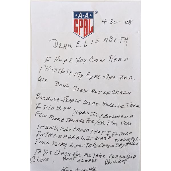 Louise Veronica Arnold signed note