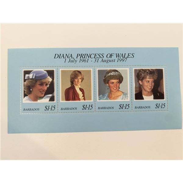 Barbados Diana Princess of Wales commemorative stamp set