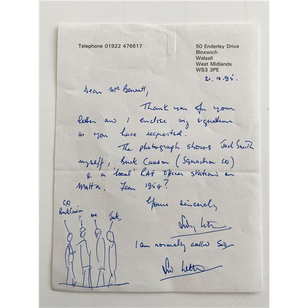 WWII Signed Note and Sketch