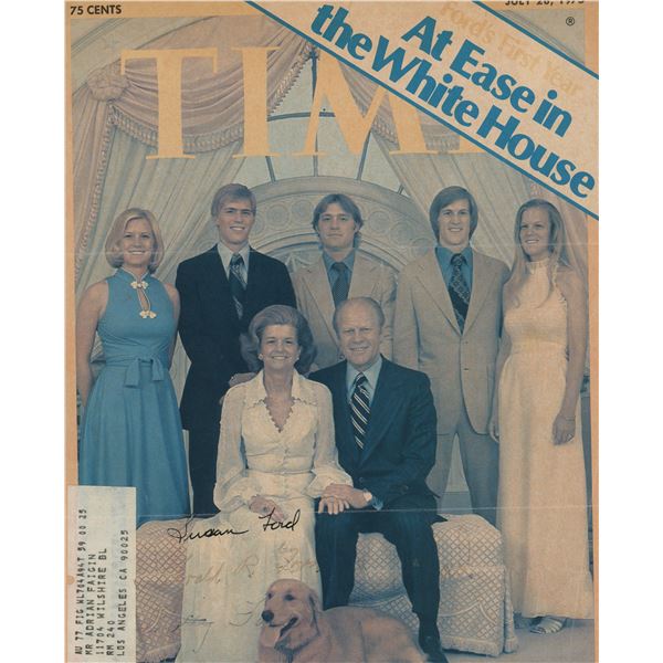 President Ford signed family magazine photo. GFA Authenticated