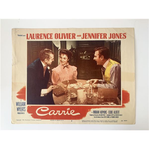 Carrie original 1952 vintage lobby card