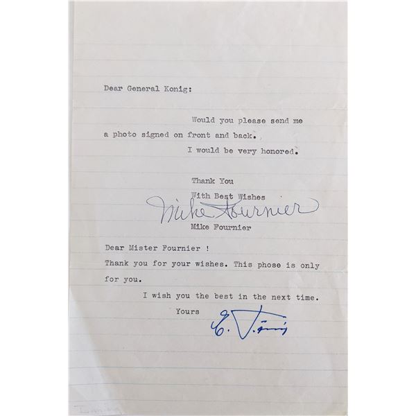 General Konig, Mike Fournier signed letter