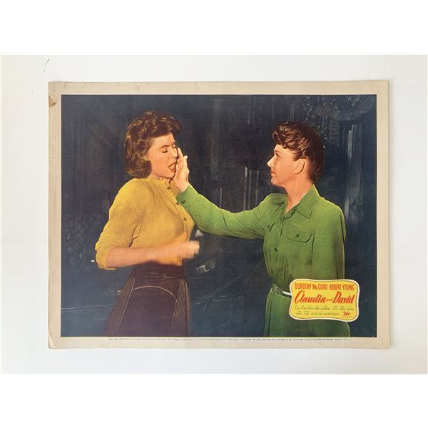 Claudia and David original 1946 vintage lobby card