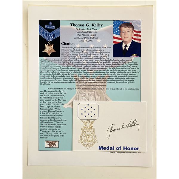 Thomas G. Kelley Signed Card and Medal Of Honor Citation