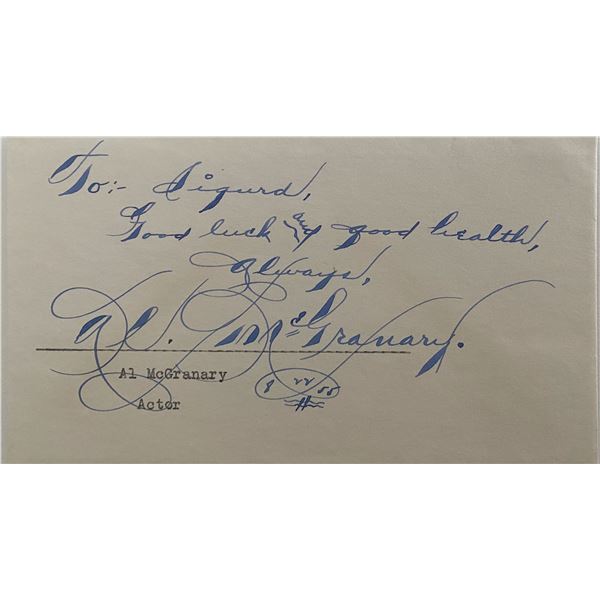 Al McGranary signed note