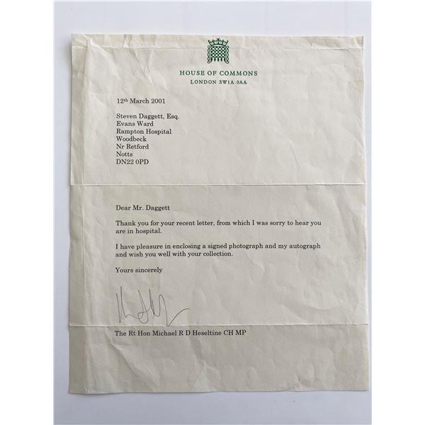 British Parliament Michael Heseltine MP signed letter