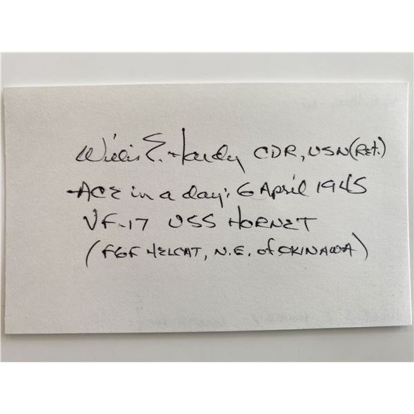 WWII Flying Ace Willis Hardy Signed Card