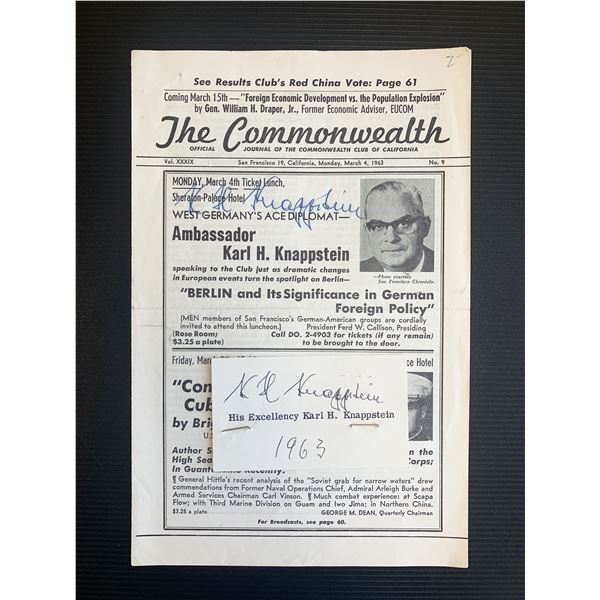 Ambassador Karl H. Knappstein Signed The Commonwealth Journal