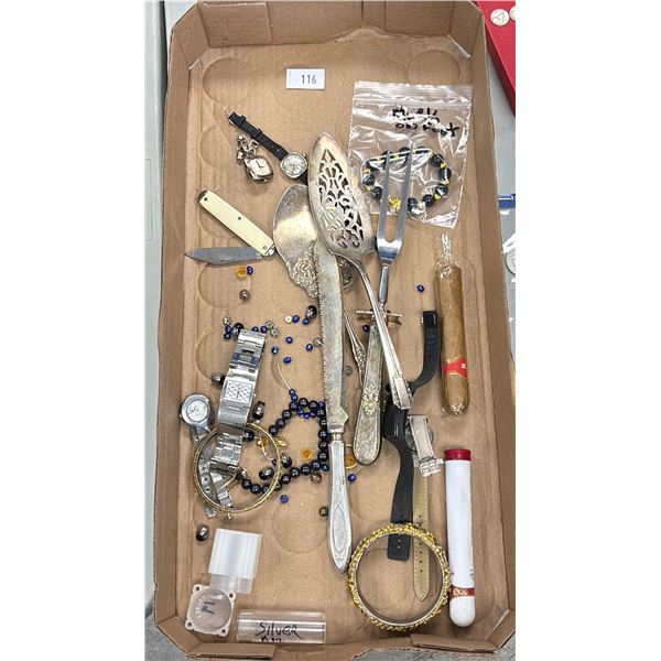 ASSORTED SILVERWARE, & COSTUME JEWELRY