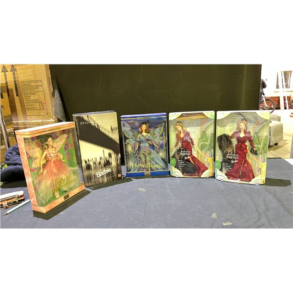 5 ASSORTED BARBIE DOLLS INCLUDING; FABULOUS FORTIES, FAIRY OF THE FOREST, DONNA KARAN NEW YORK