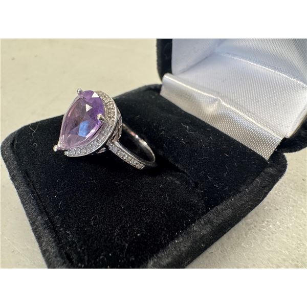 10K WHITE GOLD AMETHYST RING SIZE 13.5