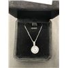 Image 1 : 925S 4.0CT SIMULATED DIAMOND HALO NECKLACE, ADJUSTABLE 16" TO 17.5" LONG - MOUNTED IN 925 STERLING