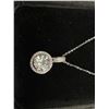 Image 2 : 925S 4.0CT SIMULATED DIAMOND HALO NECKLACE, ADJUSTABLE 16" TO 17.5" LONG - MOUNTED IN 925 STERLING