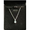 Image 1 : STERLING SILVER 1.0CT PEAR CUT SWISS BLUE TOPAZ NECKLACE, ADJUSTABLE CHAIN 16" TO 17" - MOUNTED IN