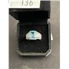 Image 1 : STERLING SILVER 4.0CT EMERALD CUT SWISS BLUE TOPAZ RING, SIZE 6 - MOUNTED IN 925 STERLING SILVER