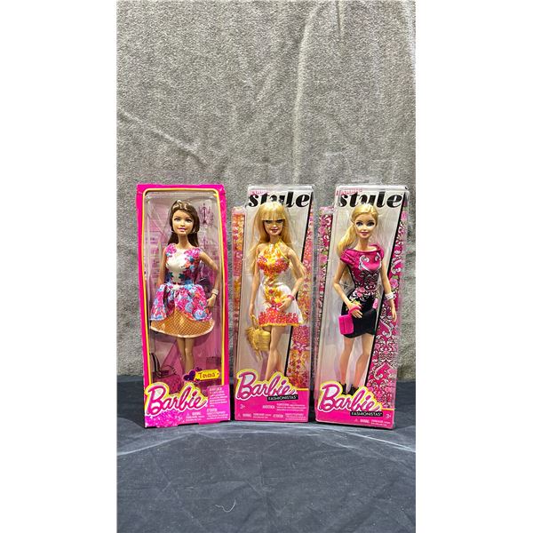 3 ASSORTED BARBIE FASHIONISTAS DOLLS