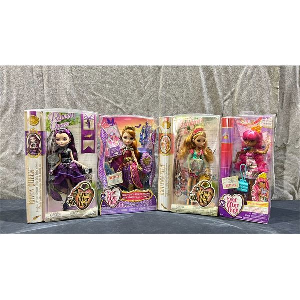 4 ASSORTED EVER AFTER HIGH DOLLS INCLUDING; ASHLYNN ELLA, GINGER BREADHOUSE, HOLLY O'HAIR & RAVEN