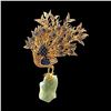 Image 1 : Antique Enamel Chinese Jade Peacock Gold Filigree Sculpture Stone Carving Figurine
