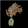 Image 3 : Antique Enamel Chinese Jade Peacock Gold Filigree Sculpture Stone Carving Figurine