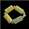 Image 2 : Antique Green Carved Rectangle Bead Bracelet