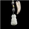 Image 2 : BLACK PORCELAIN BEAD GREEN JADE PENDANT NECKLACE