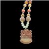 Image 2 : Brown Jade Carved Pendant with Tourmaline Gemstone Beaded Necklace