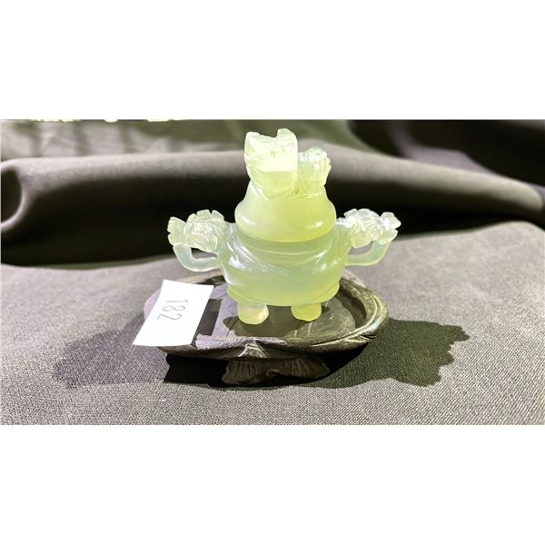 Antique Icy Jade Dragon Carvings Urn Bowl
