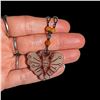Image 2 : Antique Natural Red Carved Jade Butterfly Pendant Beaded Chain Necklace