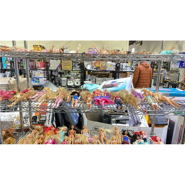 SHELF OF ASSORTED BARBIE DOLLS