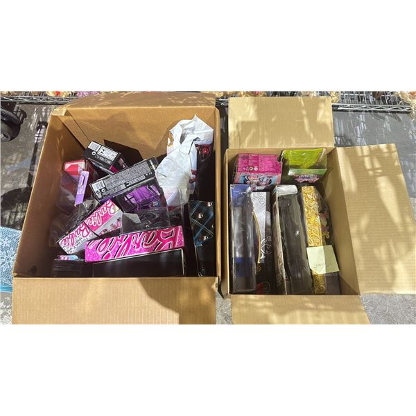 2 BOXES OF ASSORTED EMPTY DOLL BOXES