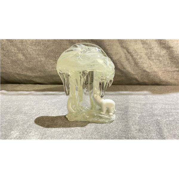 BLOWN GLASS POLAR BEAR ARTWORK 6" TALL