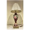 Image 1 : ANTIQUE FLORAL MOTIF HAND PAINTED TABLE LAMP WITH SHADE APPROX 40" TALL