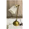 Image 2 : ANTIQUE BRASS DESK LAMP WITH GLASS SHADE