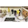 Image 2 : LOT OF ASSORTED ANTIQUES INCLUDING; EAGLE NUTCRACKER, PEARS TINS, VASES & MORE
