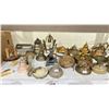 Image 3 : SHELF OF ASSORTED ANTIQUES INCLUDING; LIGHT FIXTURES, CANDLE COVERS, ASH TRAY & MORE