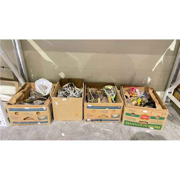 4 BOXES OF ASSORTED ANTIQUE LIGHT FIXTURES