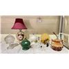 Image 1 : LOT OF ASSORTED ANTIQUE LAMPS & GLASS DISH