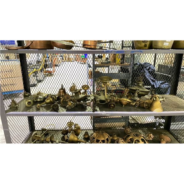 SHELF OF ASSORTED ANTIQUE LIGHT FIXTURES
