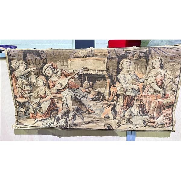 NEEDLEPOINT TAPESTRY WITH HANGING BAR