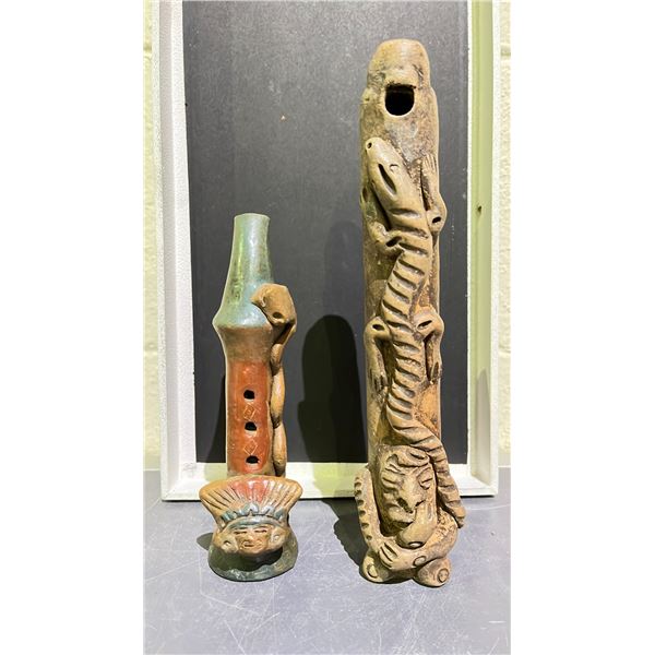 CLAY FLUTES INDIGENOUS  X 2
