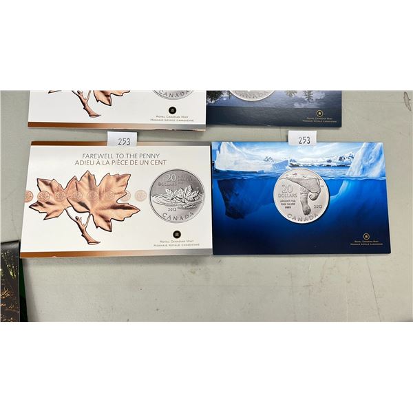 LOT OF 2 FINE SILVER ROYAL CANADIAN MINT 2012 $20 COINS