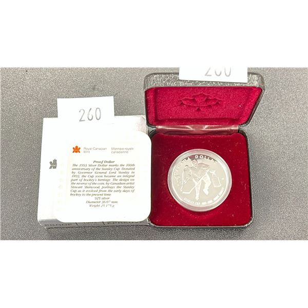 ROYAL CANADIAN MINT 1993 STERLING SILVER $1 COIN MARKS 100TH ANNIVERSARY OF STANLEY CUP